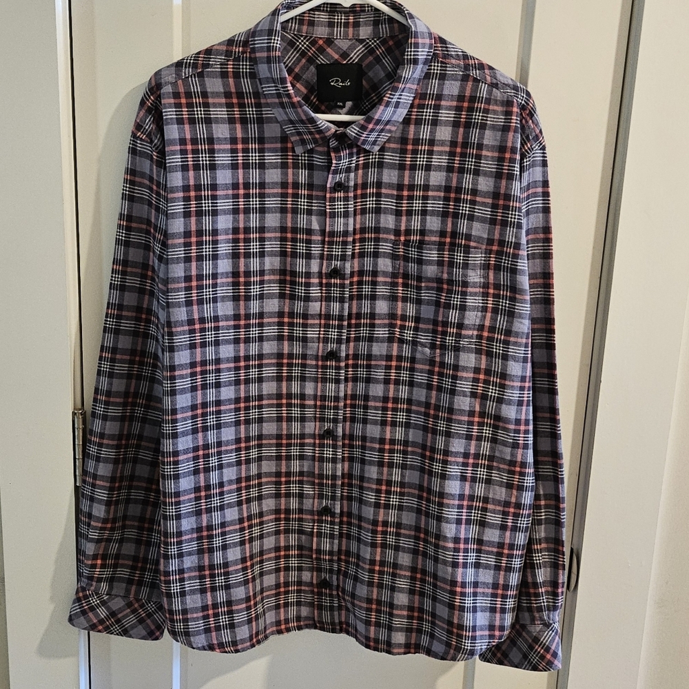 Rails Wyatt Button-Down Plaid Flannel Shirt - Blue & Salomon - Size Xxl
